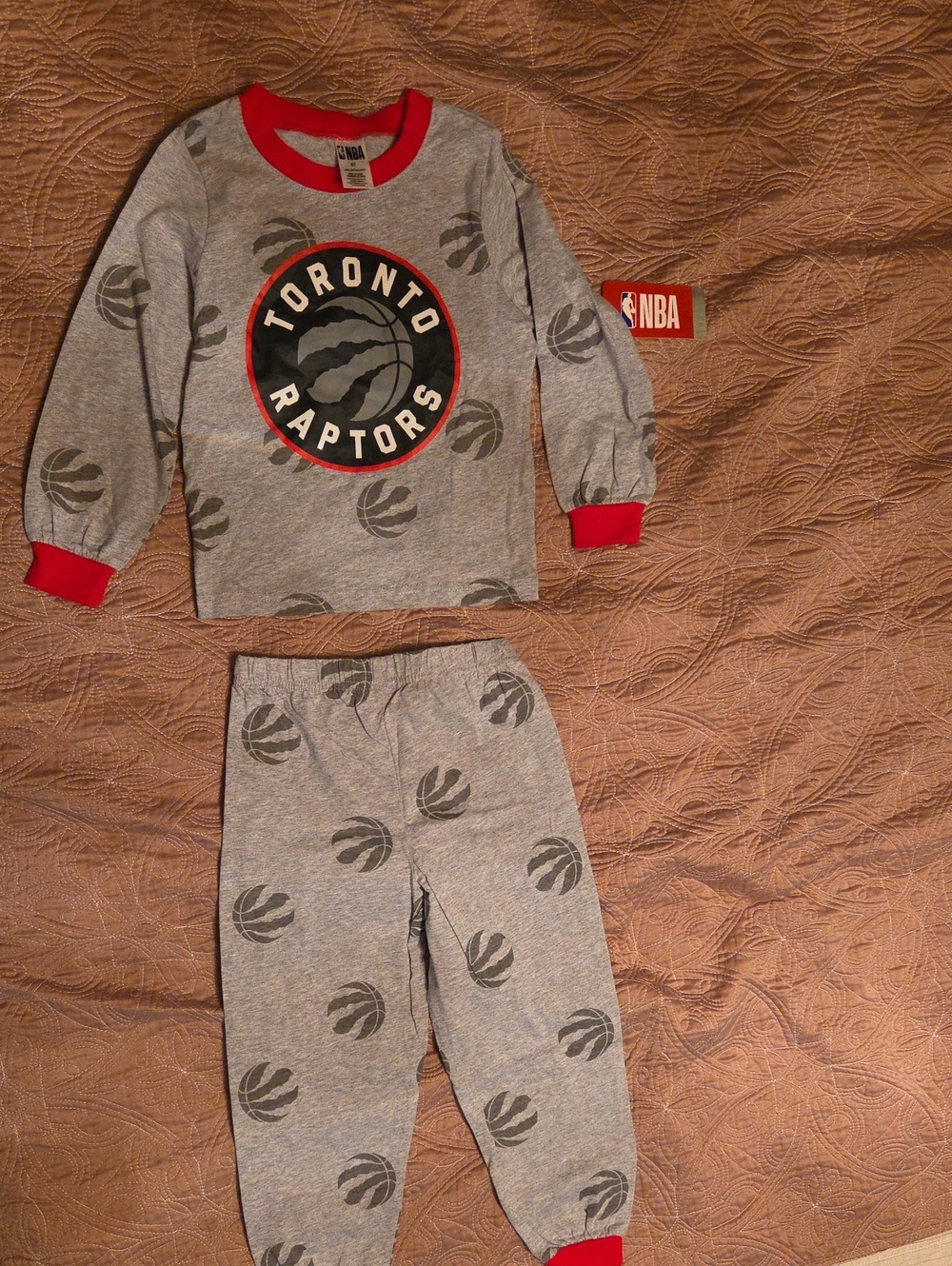 NBA Toronto Raptors Gray and Red Kids Pajama Set
